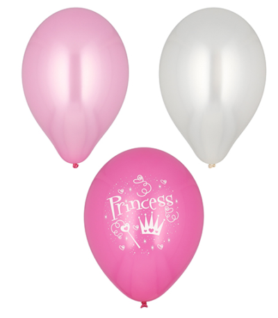 Product foto van Ballonnen assorti kleuren Princess set van 6