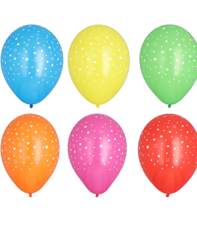 Product foto van Ballonnen assorti kleuren Stars set van 15