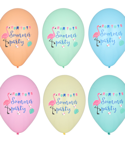 Product foto van Ballonnen assorti kleuren Summerparty set van 6