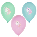 Product foto van Ballonnen assorti kleuren Unicorn set van 6