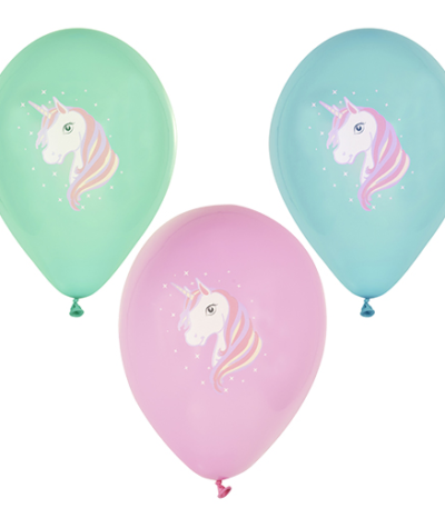 Product foto van Ballonnen assorti kleuren Unicorn set van 6