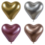 Product foto van Ballonnen assorti kleuren glossy heart large set van 4
