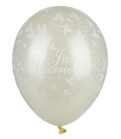 Product foto van Ballonnen ivoor metallic set van 30 Just Married