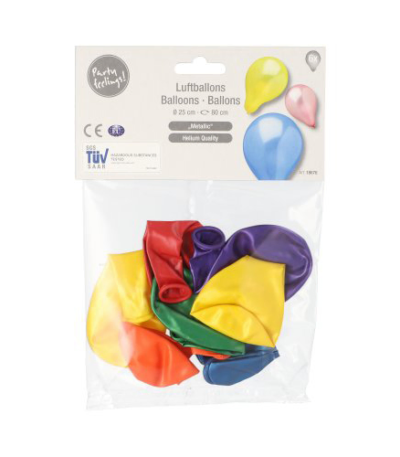 Product foto van Ballonnen metallic assorti kleuren set van 6