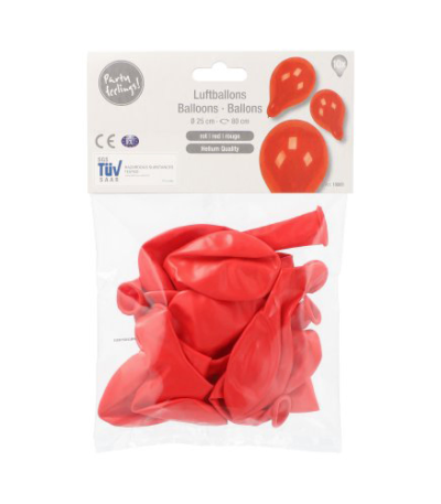 Product foto van Ballonnen rood 25cm set van 10