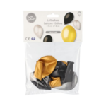 Product foto van Ballonnen zwart/goud/zilver set van 6