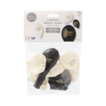 Product foto van Ballonnen zwart/wit Happy Birthday set van 6