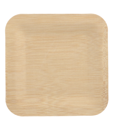 Product foto van Bamboe Borden hoekig set van 10 23x23cm