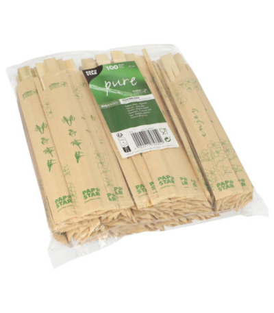 Product foto van Bamboe Eetstokjes set van 100 21cm pure