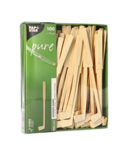 Product foto van Bamboe Roerstaafjes 15cm set van 100 Golf