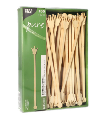 Product foto van Bamboe Roerstaafjes 20cm set van 100 Crown