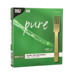 Product foto van Bamboe Taartvorkjes met snijrand set van 50