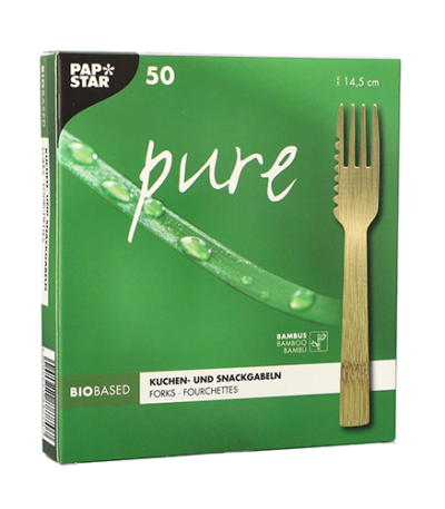 Product foto van Bamboe Taartvorkjes met snijrand set van 50