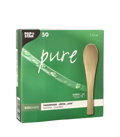 Product foto van Bamboe lepeltjes voor fingerfood 13 cm set van 50 Asia