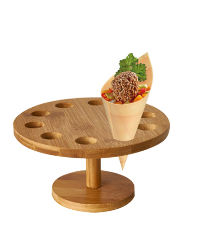 Product foto van Bamboe plateau rond 18cm voor 10 amuse cones
