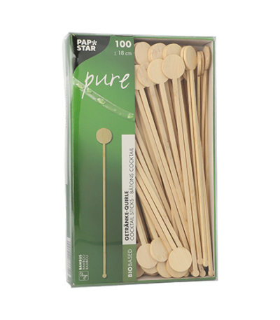 Product foto van Bamboe roerstaafjes 18 cm set van 100 Coin