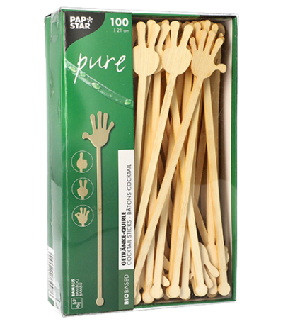 Product foto van Bamboe roerstaafjes 21 cm set van 100 Hands