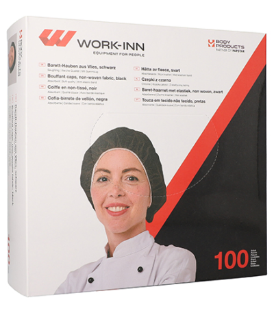 Product foto van Baret non-woven zwart 52 cm set van 100 WORK-INN