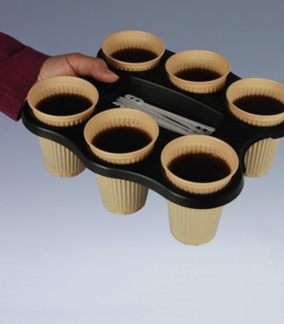 Product foto van Bekerhouder PS zwart set van 3 voor 6 bekers