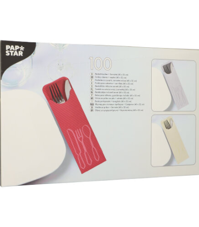 Product foto van Bestekzakjes antraciet Bistro set van 100