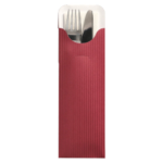 Product foto van Bestekzakjes bordeaux set van 500 Lines met servet