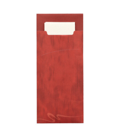 Product foto van Bestekzakjes bordeaux set van 520 inclusief servet
