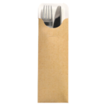 Product foto van Bestekzakjes natuur met servet wit set van 500