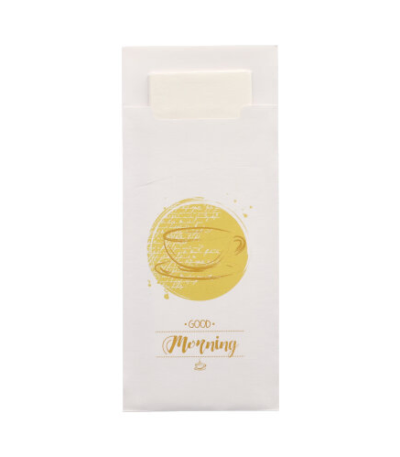 Product foto van Bestekzakjes wit set van 520 Good Morning