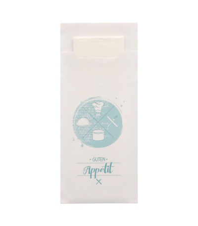 Product foto van Bestekzakjes wit set van 520 inclusief servetje