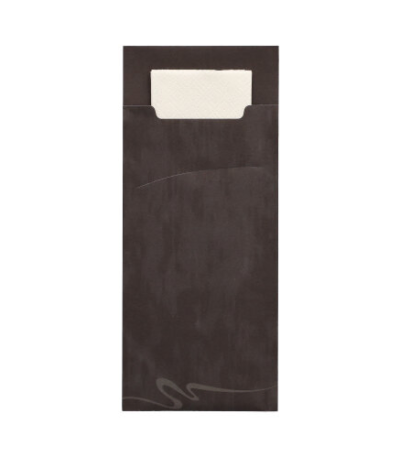 Product foto van Bestekzakjes zwart met servetje set van 520