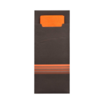 Product foto van Bestekzakjes zwart/oranje Stripes set van 520 incl. servet
