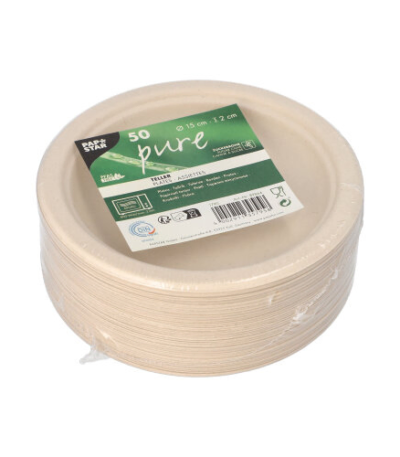 Product foto van Borden van suikerriet natuur set van 50 1-vaks