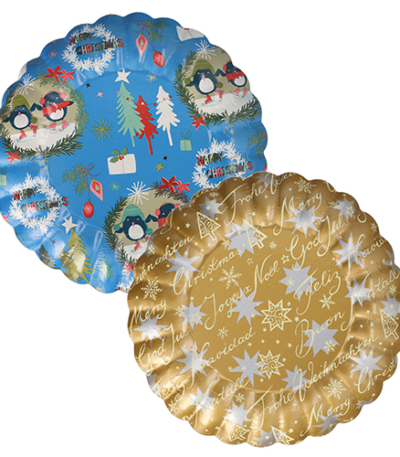 Product foto van Bordjes Kerst rond assorti kerst designs set van 25