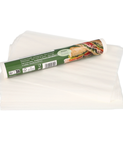 Product foto van Boterhampapier wit set van 100 25cm x 30cm