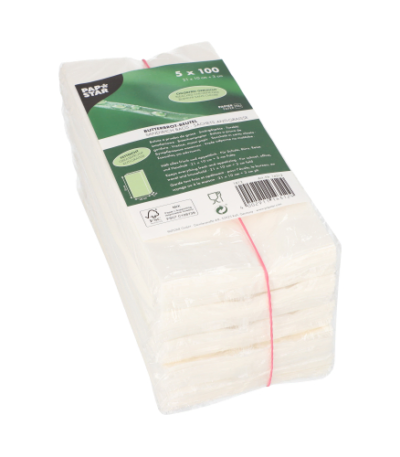 Product foto van Boterhampapier wit vetvrij set van 500