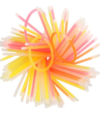 Product foto van Breekstaafjes glow-in-the-dark assorti kleuren set van 100