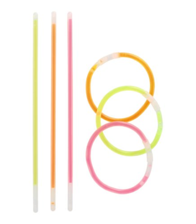 Product foto van Breekstaafjes glow-in-the-dark assorti kleuren set van 100