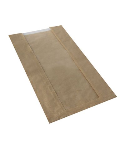 Product foto van Broodzakken PLA venster bruin set van 1000