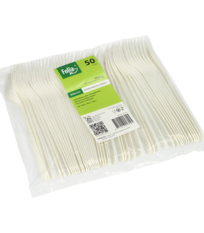 Product foto van C-PLA Vorken wit 19 cm set van 50 Folia
