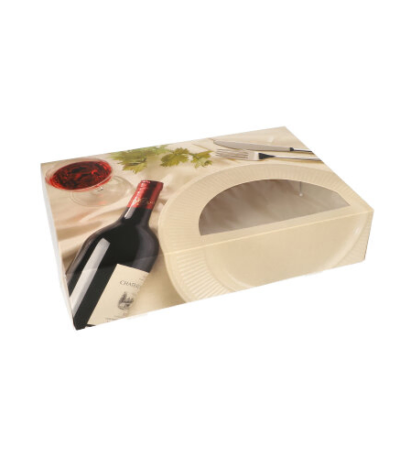 Product foto van Catering dozen karton Burgund met venster set van 5