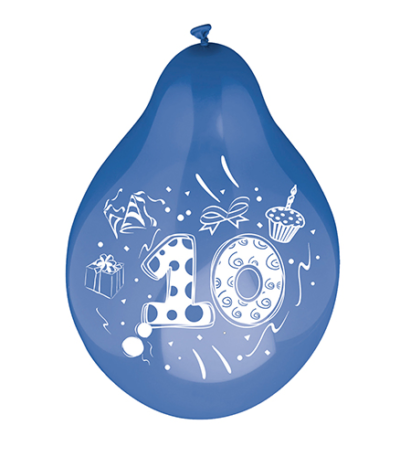 Product foto van Cijferballonnen 25cm assorti set van 6