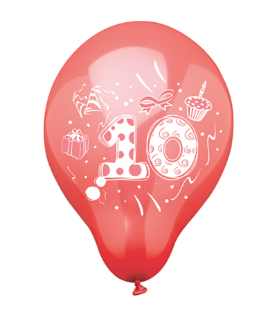 Product foto van Cijferballonnen 25cm assorti set van 6