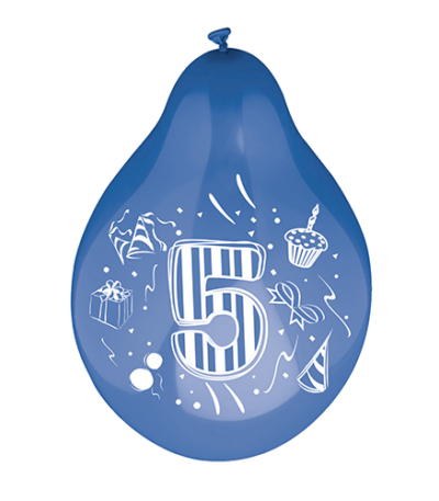 Product foto van Cijferballonnen assorti kleuren 25cm set van 6