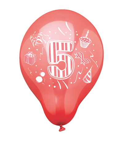 Product foto van Cijferballonnen assorti kleuren 25cm set van 6