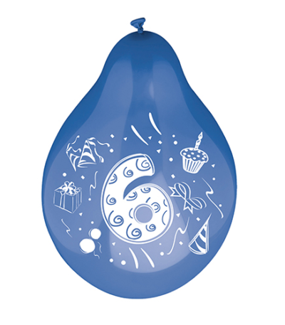 Product foto van Cijferballonnen assorti kleuren set van 6