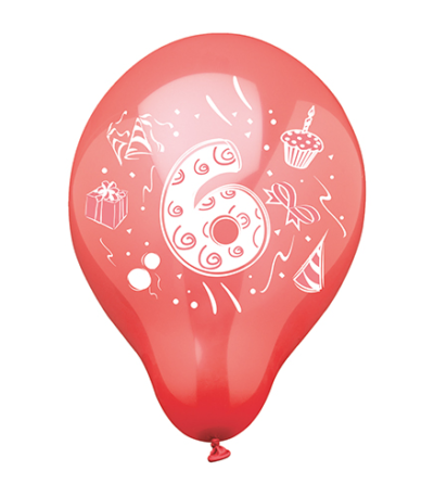 Product foto van Cijferballonnen assorti kleuren set van 6