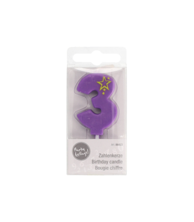 Product foto van Cijferkaarsen paars 3 mini set van 10