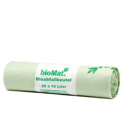 Product foto van Compostzakken zetmeelbasis 10l met handvaten 26 bioMat