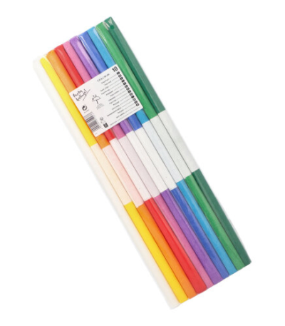 Product foto van CrÃªpepapier assorti kleuren watervast set van 10 2.5m x 50cm