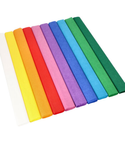 Product foto van CrÃªpepapier assorti kleuren watervast set van 10 2.5m x 50cm